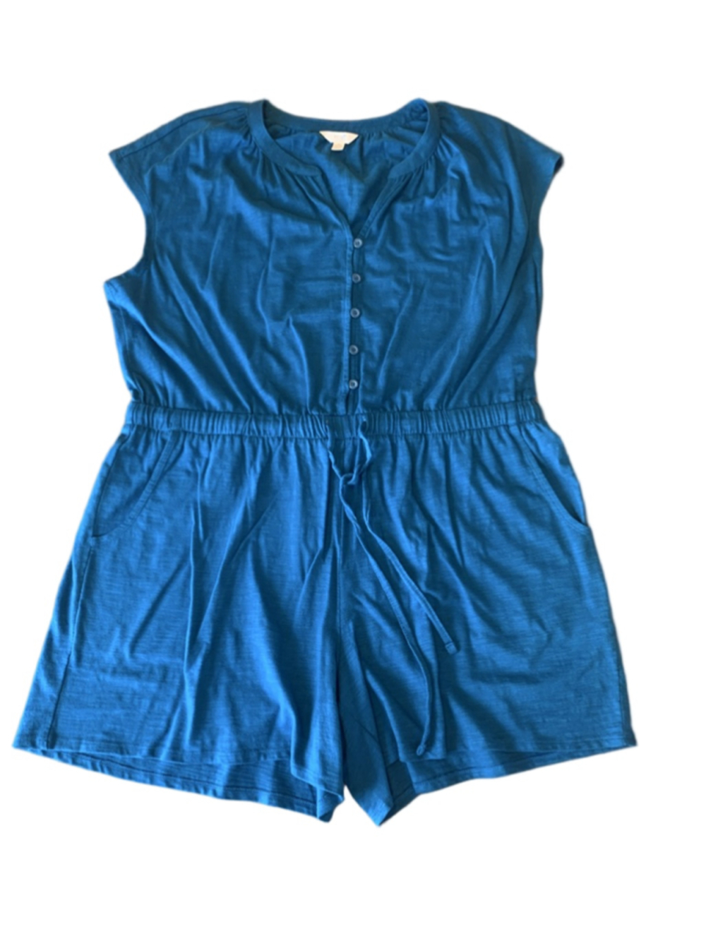 Terra & Sky Romper 1X Turquoise Shorts Elastic Waist